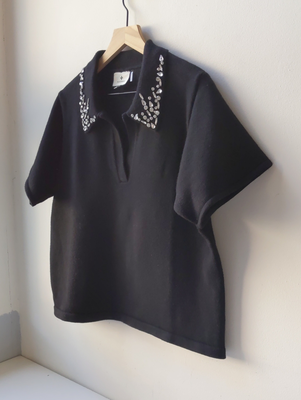 Tuckernuck Embellished Anica Polo Sweater Black Women's XL - Picture 2 of 6